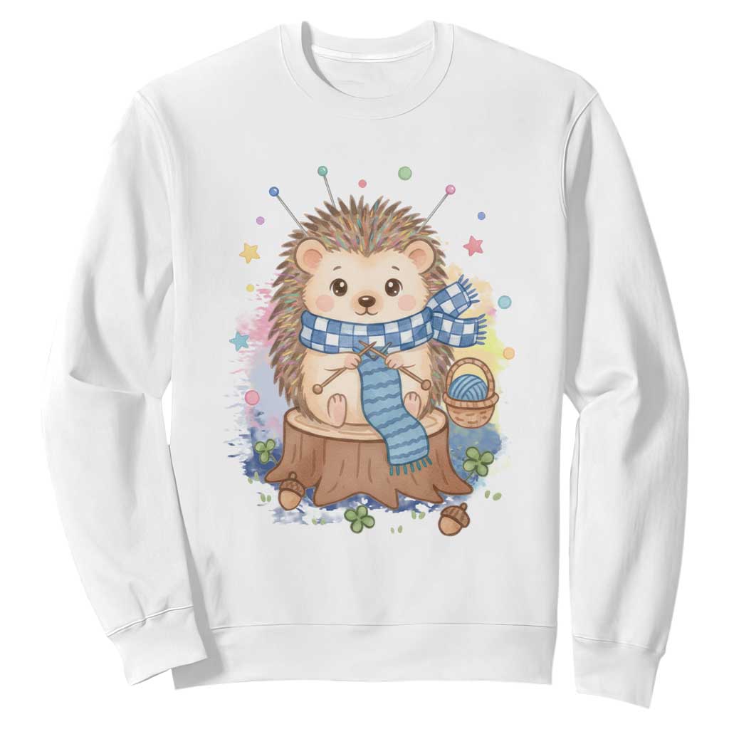 Cute Hedgehog Knitting Sweatshirt Gift For Crocheter TS12 White Print Your Wear