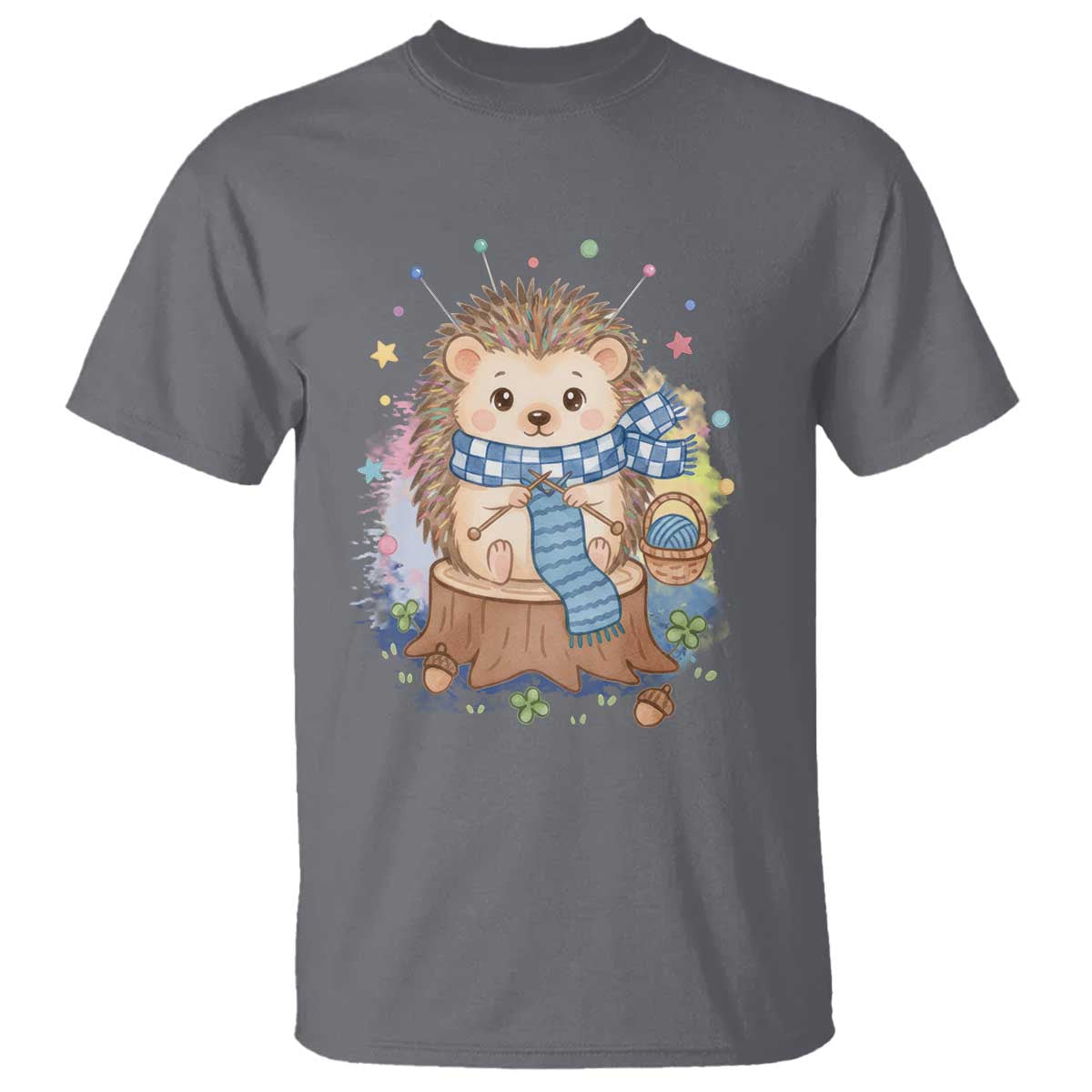 Cute Hedgehog Knitting T Shirt Gift For Crocheter TS12 Charcoal Print Your Wear