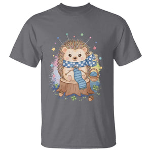 Cute Hedgehog Knitting T Shirt Gift For Crocheter - Print Your Wear