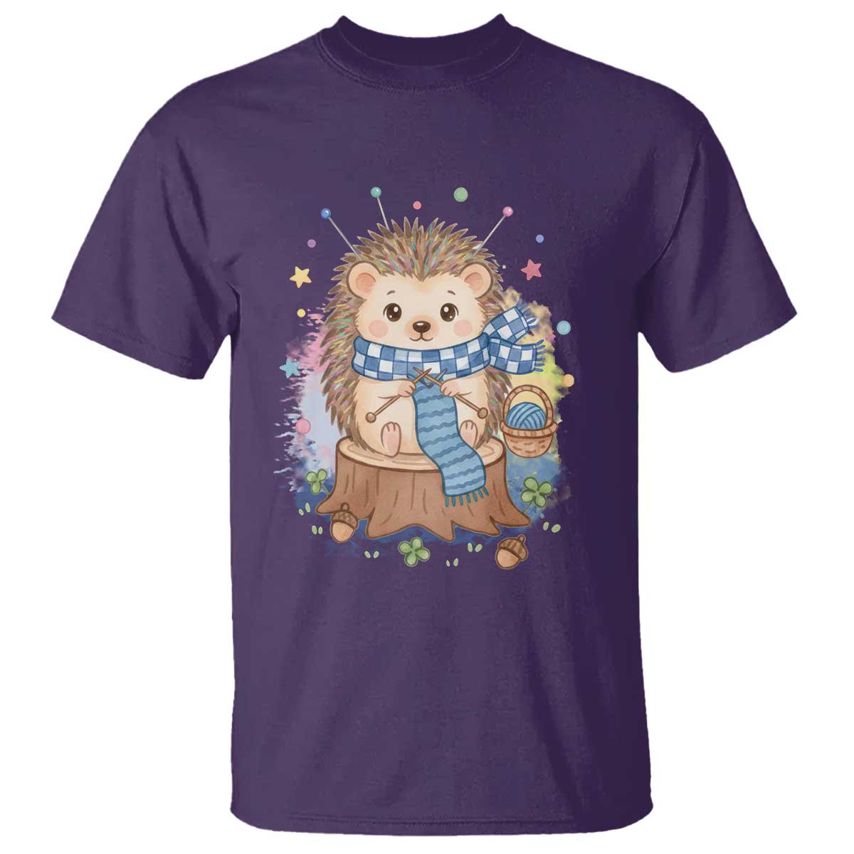 Cute Hedgehog Knitting T Shirt Gift For Crocheter TS12 Purple Print Your Wear
