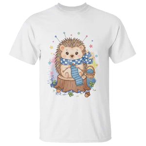 Cute Hedgehog Knitting T Shirt Gift For Crocheter - Print Your Wear
