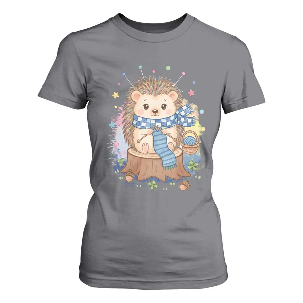 Cute Hedgehog Knitting T Shirt For Women Gift For Crocheter TS12 Charcoal Print Your Wear