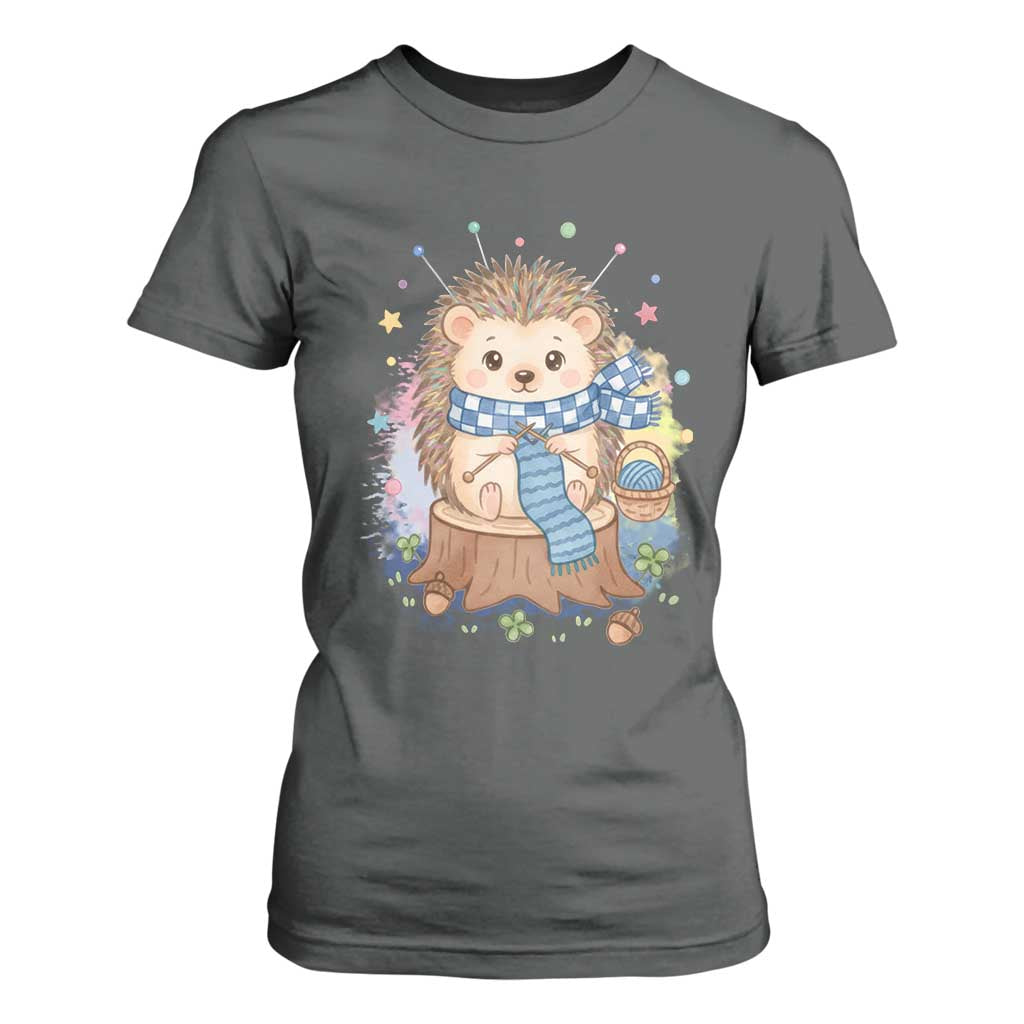 Cute Hedgehog Knitting T Shirt For Women Gift For Crocheter TS12 Dark Heather Print Your Wear