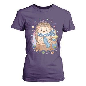 Cute Hedgehog Knitting T Shirt For Women Gift For Crocheter TS12 Purple Print Your Wear