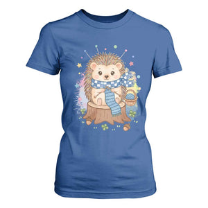 Cute Hedgehog Knitting T Shirt For Women Gift For Crocheter TS12 Royal Blue Print Your Wear