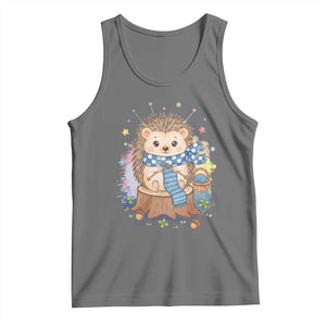 Cute Hedgehog Knitting Tank Top Gift For Crocheter TS12 Black Heather Print Your Wear