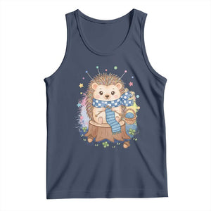 Cute Hedgehog Knitting Tank Top Gift For Crocheter TS12 Navy Print Your Wear