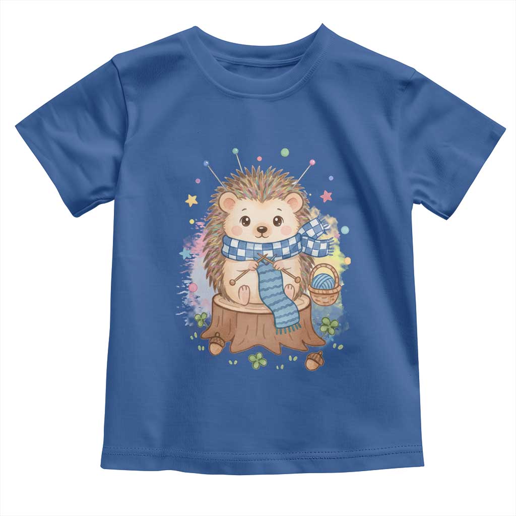 Cute Hedgehog Knitting Toddler T Shirt Gift For Crocheter TS12 Royal Blue Print Your Wear