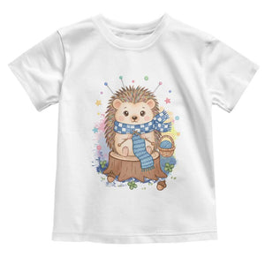 Cute Hedgehog Knitting Toddler T Shirt Gift For Crocheter TS12 White Print Your Wear