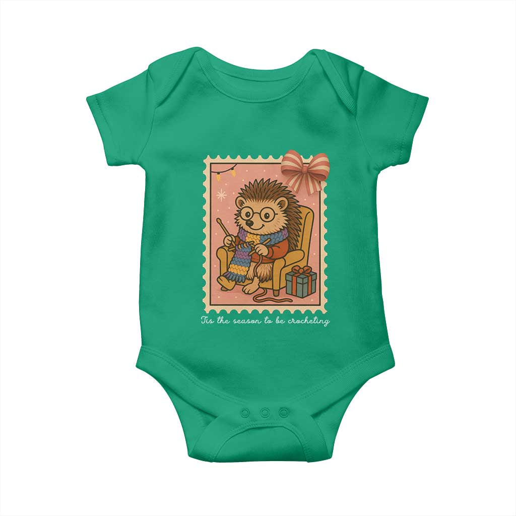Cute Hedgehog Knitting Baby Onesie Christmas Holiday Gift TS12 Irish Green Print Your Wear