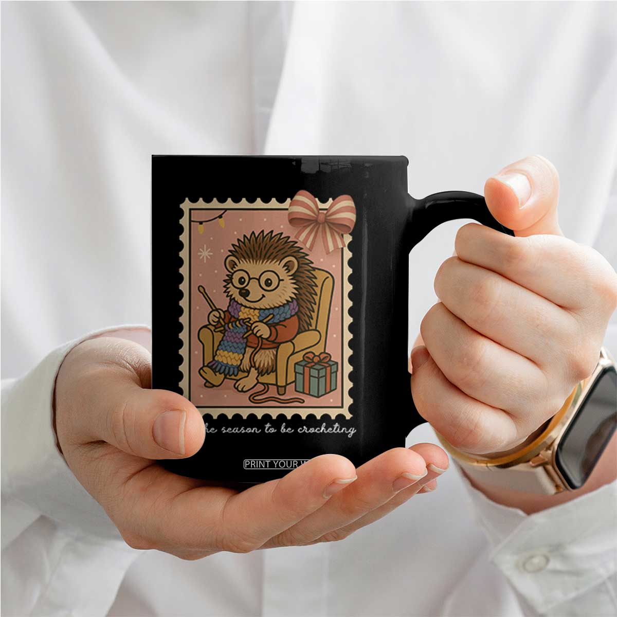 Cute Hedgehog Knitting Coffee Mug Christmas Holiday Gift TS12 Print Your Wear
