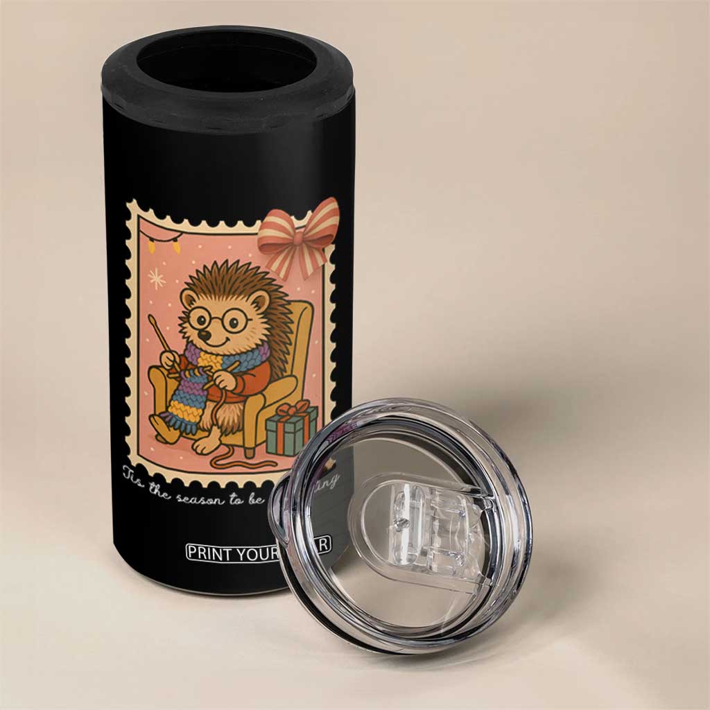Cute Hedgehog Knitting 4 in 1 Can Cooler Tumbler Christmas Holiday Gift TS12 Print Your Wear