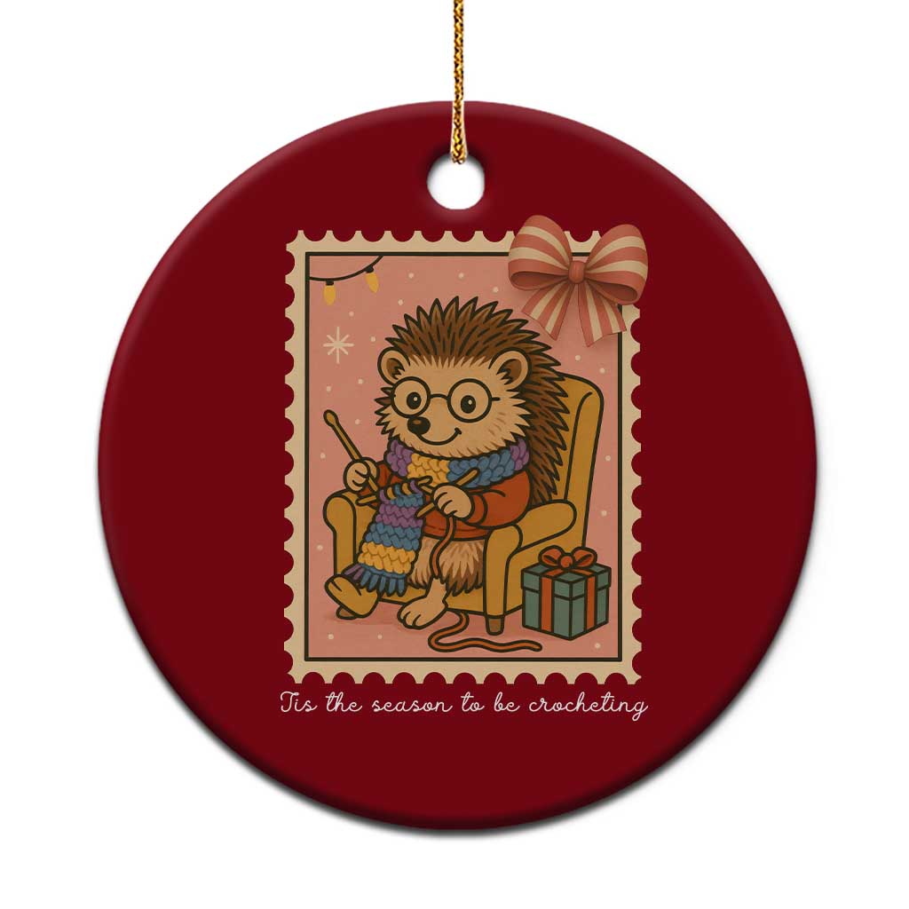 Cute Hedgehog Knitting Ceramic Ornament Xmas Holiday Gift TS12 1pc Red Print Your Wear