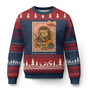 Cute Hedgehog Knitting Ugly Christmas Sweater Xmas Holiday Gift TS12 Navy Red Print Your Wear