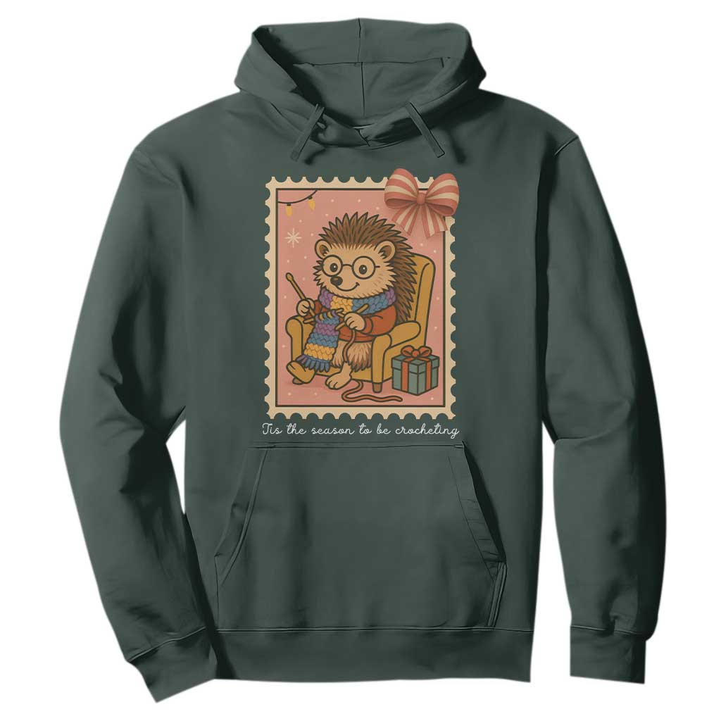 Cute Hedgehog Knitting Hoodie Christmas Holiday Gift TS12 Dark Forest Green Print Your Wear