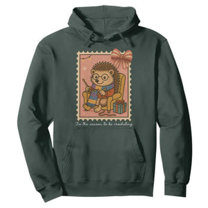 Cute Hedgehog Knitting Hoodie Christmas Holiday Gift TS12 Dark Forest Green Print Your Wear