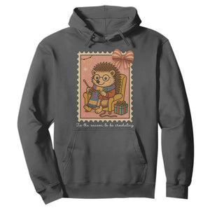 Cute Hedgehog Knitting Hoodie Christmas Holiday Gift TS12 Dark Heather Print Your Wear