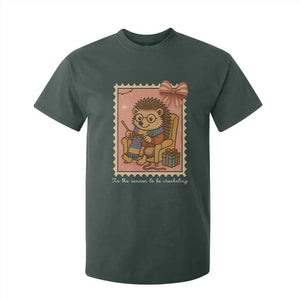 Cute Hedgehog Knitting T Shirt For Kid Christmas Holiday Gift TS12 Dark Forest Green Print Your Wear