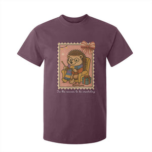 Cute Hedgehog Knitting T Shirt For Kid Christmas Holiday Gift TS12 Maroon Print Your Wear
