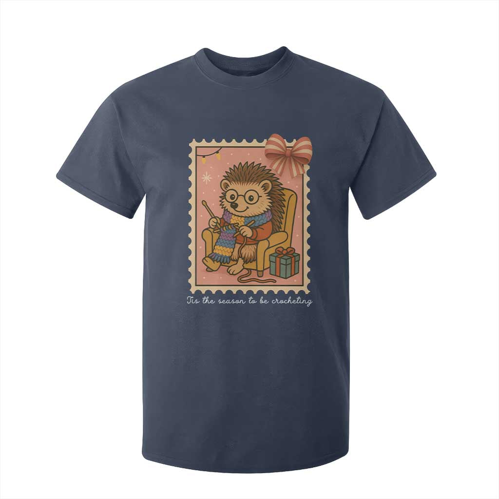 Cute Hedgehog Knitting T Shirt For Kid Christmas Holiday Gift TS12 Navy Print Your Wear