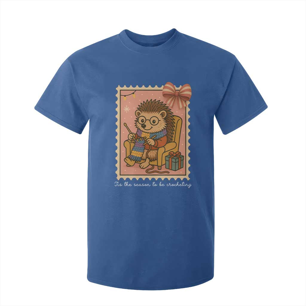 Cute Hedgehog Knitting T Shirt For Kid Christmas Holiday Gift TS12 Royal Blue Print Your Wear