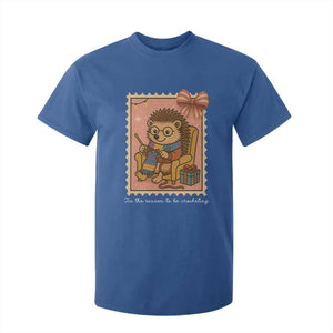 Cute Hedgehog Knitting T Shirt For Kid Christmas Holiday Gift TS12 Royal Blue Print Your Wear