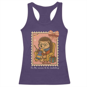 Cute Hedgehog Knitting Racerback Tank Top Christmas Holiday Gift TS12 Purple Print Your Wear