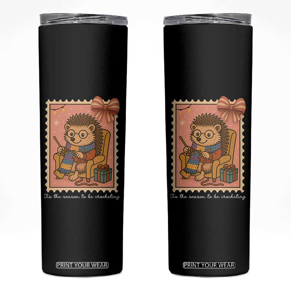 Cute Hedgehog Knitting Skinny Tumbler Christmas Holiday Gift TS12 Black Print Your Wear