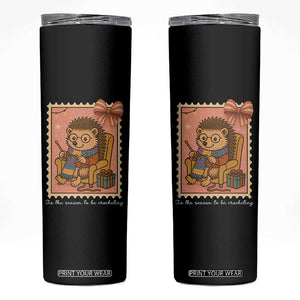 Cute Hedgehog Knitting Skinny Tumbler Christmas Holiday Gift TS12 Black Print Your Wear