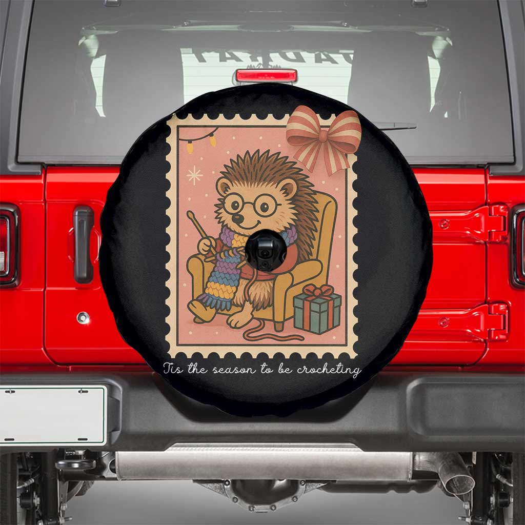 Cute Hedgehog Knitting Spare Tire Cover Christmas Holiday Gift TS12 Black Print Your Wear