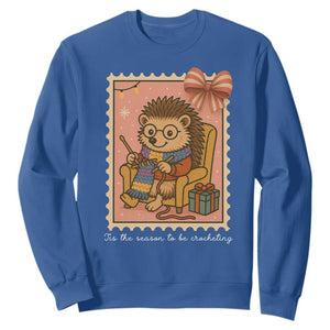 Cute Hedgehog Knitting Sweatshirt Christmas Holiday Gift TS12 Royal Blue Print Your Wear
