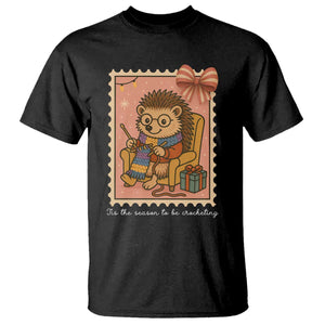 Cute Hedgehog Knitting T Shirt Christmas Holiday Gift - Print Your Wear