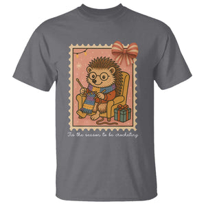 Cute Hedgehog Knitting T Shirt Christmas Holiday Gift - Print Your Wear