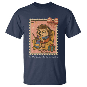 Cute Hedgehog Knitting T Shirt Christmas Holiday Gift - Print Your Wear