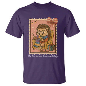 Cute Hedgehog Knitting T Shirt Christmas Holiday Gift - Print Your Wear