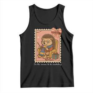 Cute Hedgehog Knitting Tank Top Christmas Holiday Gift TS12 Black Print Your Wear