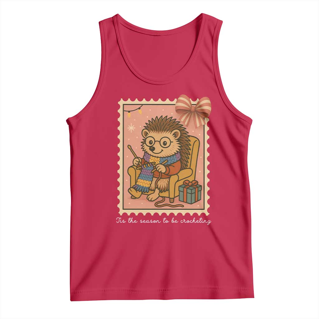 Cute Hedgehog Knitting Tank Top Christmas Holiday Gift TS12 Red Print Your Wear