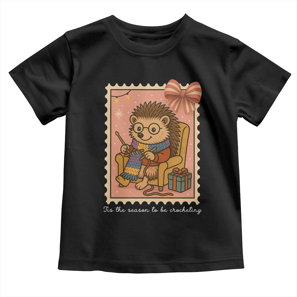 Cute Hedgehog Knitting Toddler T Shirt Christmas Holiday Gift TS12 Black Print Your Wear