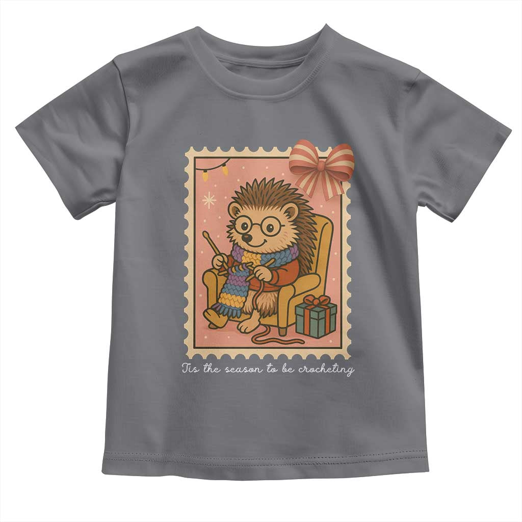 Cute Hedgehog Knitting Toddler T Shirt Christmas Holiday Gift TS12 Charcoal Print Your Wear