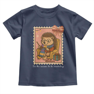 Cute Hedgehog Knitting Toddler T Shirt Christmas Holiday Gift TS12 Navy Print Your Wear