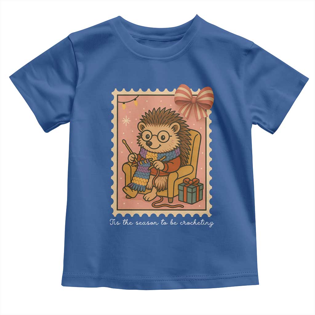 Cute Hedgehog Knitting Toddler T Shirt Christmas Holiday Gift TS12 Royal Blue Print Your Wear