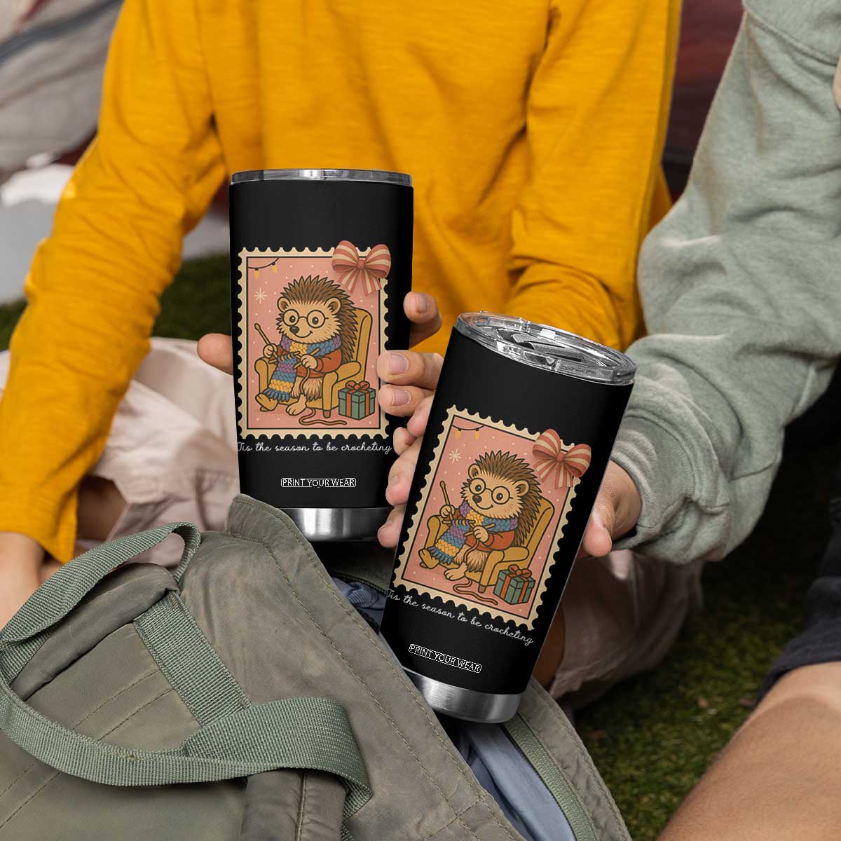 Cute Hedgehog Knitting Tumbler Cup Christmas Holiday Gift TS12 Print Your Wear