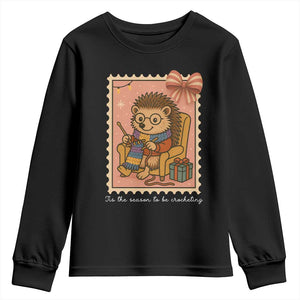 Cute Hedgehog Knitting Youth Sweatshirt Christmas Holiday Gift TS12 Black Print Your Wear