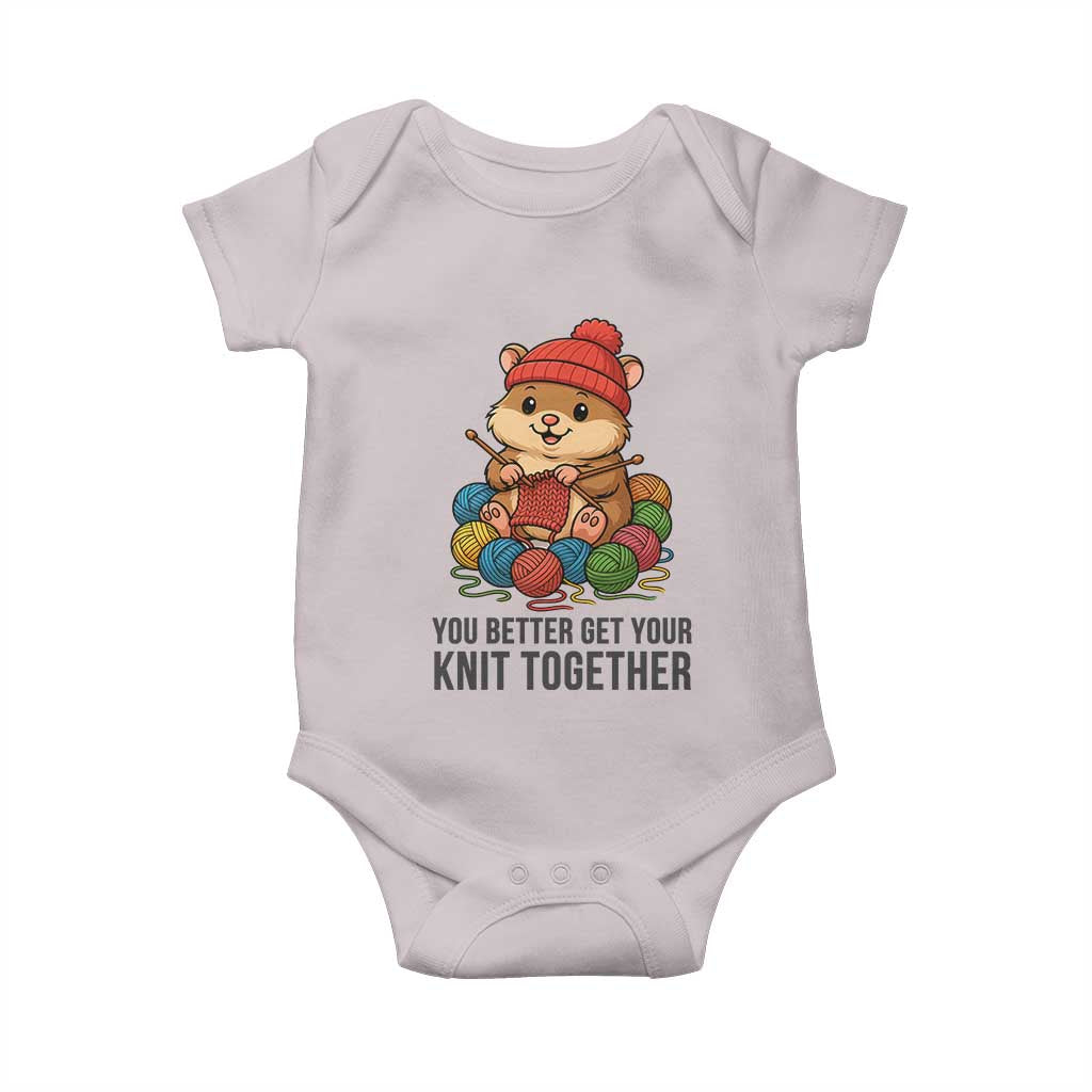 Cute Hamster Knitting Baby Onesie You Better Get Your Knit Together TS12 Ice Gray Print Your Wear