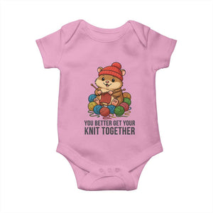 Cute Hamster Knitting Baby Onesie You Better Get Your Knit Together TS12 Light Pink Print Your Wear