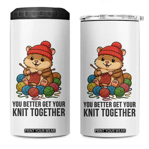 Cute Hamster Knitting 4 in 1 Can Cooler Tumbler You Better Get Your Knit Together TS12 One Size: 16 oz White Print Your Wear