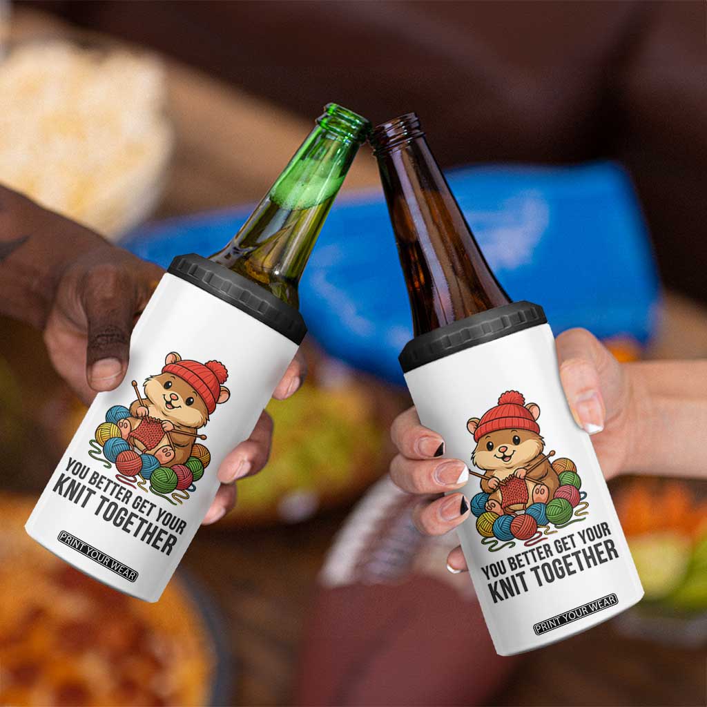 Cute Hamster Knitting 4 in 1 Can Cooler Tumbler You Better Get Your Knit Together TS12 Print Your Wear