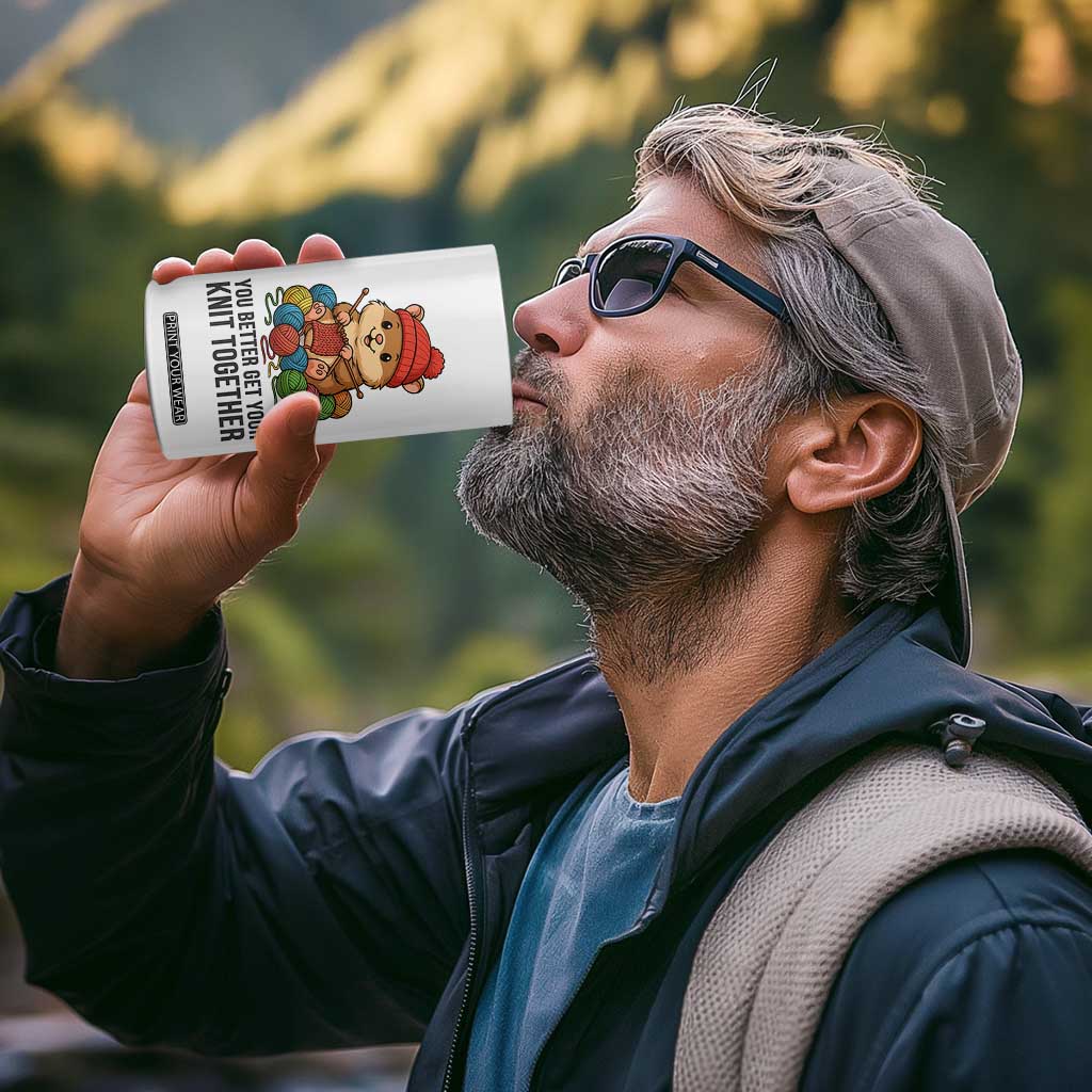 Cute Hamster Knitting 4 in 1 Can Cooler Tumbler You Better Get Your Knit Together TS12 Print Your Wear