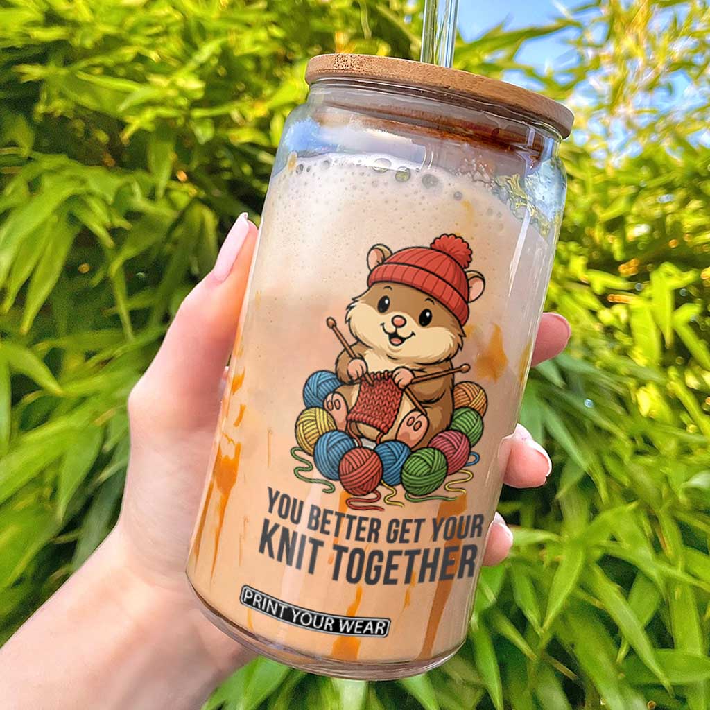 Cute Hamster Knitting Glass Can You Better Get Your Knit Together TS12 White Print Your Wear