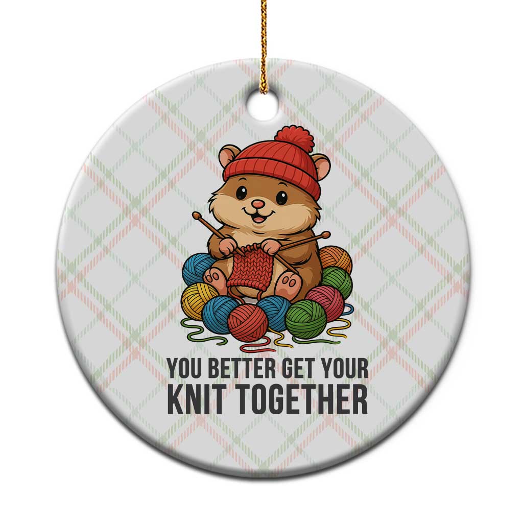 Cute Hamster Knitting Ceramic Ornament You Better Get Your Knit Together TS12 1pc Christmas Plaid Print Your Wear